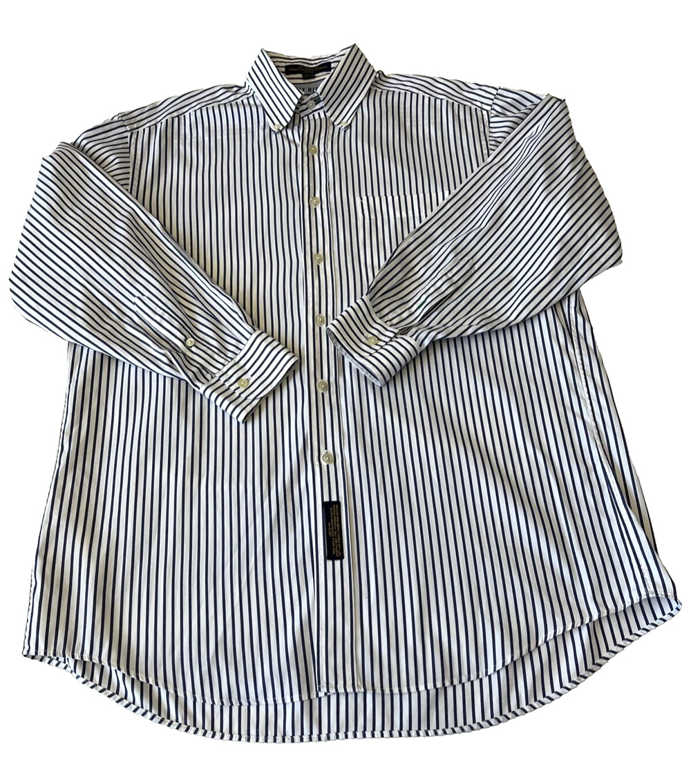 Tommy Hilfiger Mens Button Up Shirt Sz 15.5/32 Blue Striped Long Sleeve Preppy